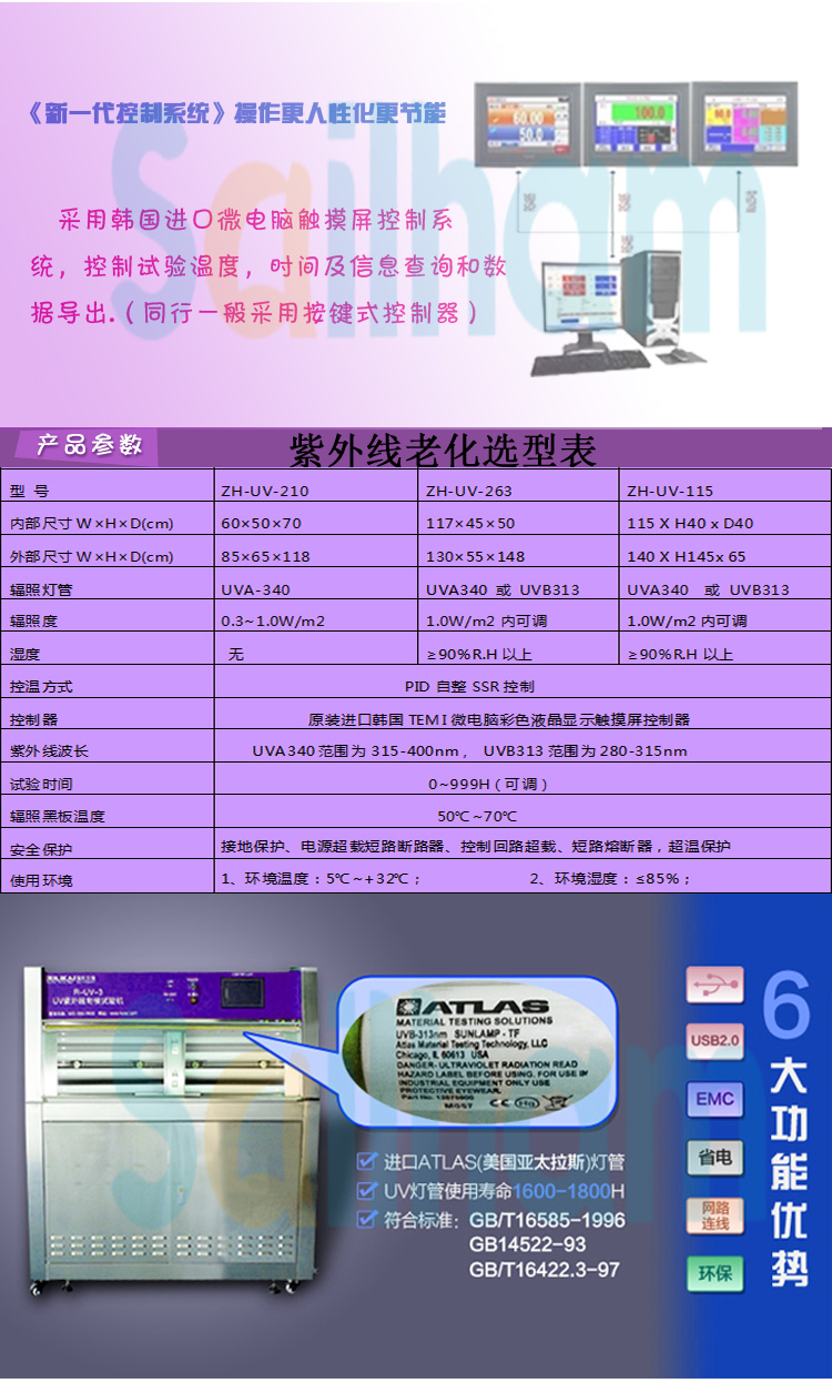 紫外燈老化測試機選型表介紹